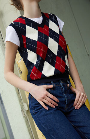 White & Red Riley Sweater Vest image number 2