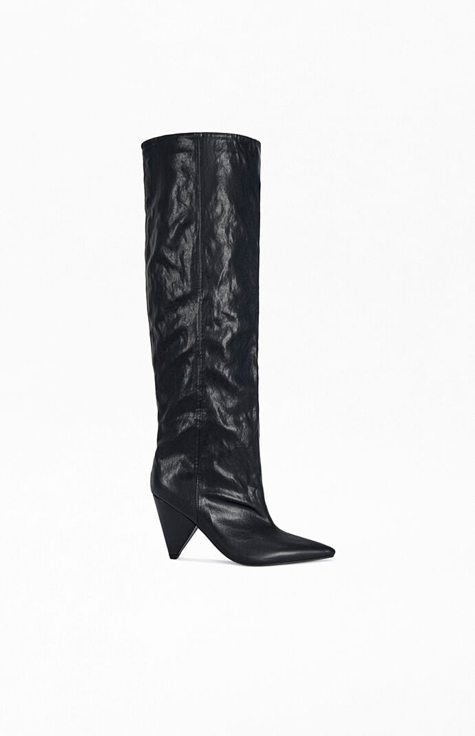 AZALEA WANG Women's Rembrandt Black Slouchy Block Boots