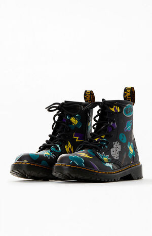 Kids 1460 Sticker Print Leather Lace Up Boots image number 2