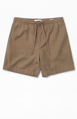 Brown Textured Volley Shorts image number 1