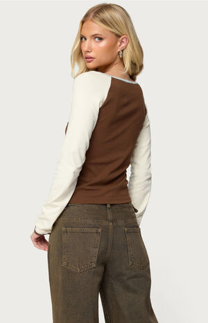 Ronie Contrast Raglan Long Sleeve Top image number 3