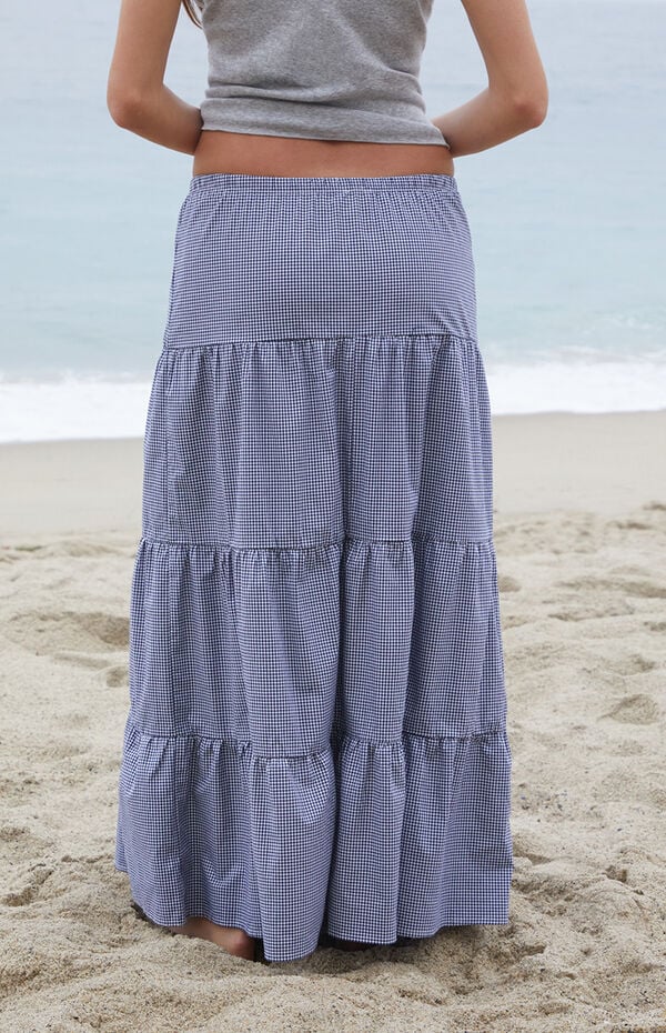 John Galt Blue Gingham Nadia Maxi Skirt