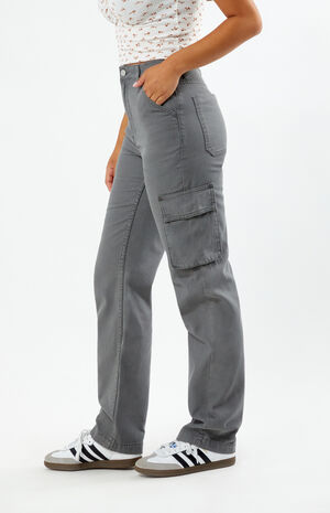 Gray Cargo Dad Jeans image number 3