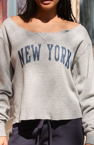 Erica New York Off-The-Shoulder Waffle Knit Sweatshirt image number 2
