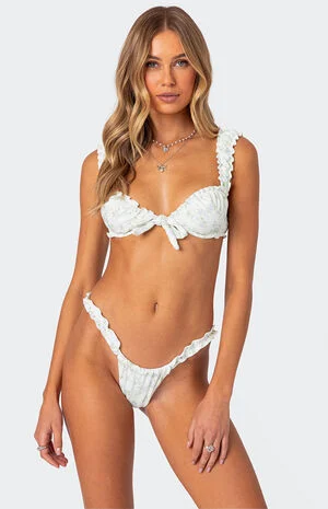 Floral Scrunch Cupped Bikini Top image number 1