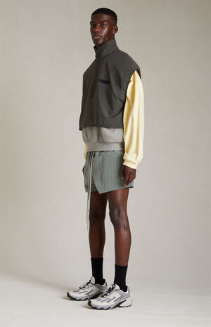 Dark Heather Oatmeal Ink Nylon Fleece Mock Neck Vest image number 5