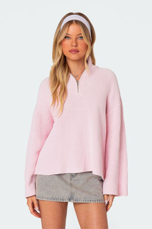 Amour High Neck Oversized Zip Sweater image number 1
