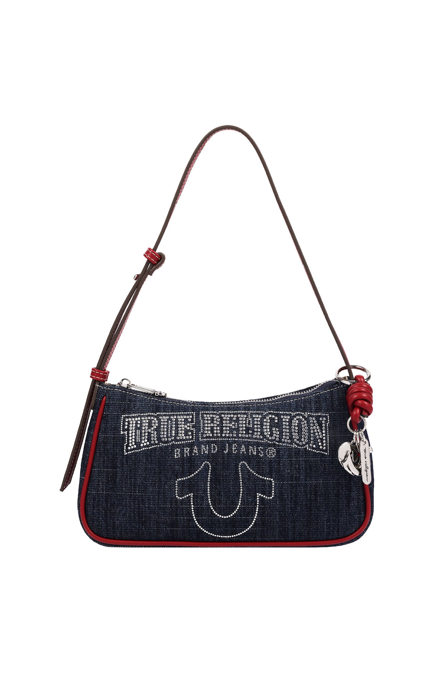 True Religion Bling Logo Red Denim Shoulder Bag