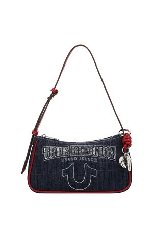 Bling Logo Red Denim Shoulder Bag image number 1