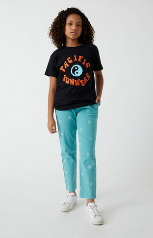 Smiley Embroidered Straight Leg Pants image number 6