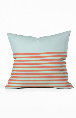 Blue Striped Small Outdoor Throw Pillow