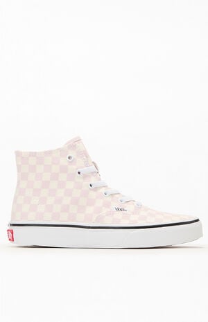 Kids Pink Checkerboard Authentic Hi Zip Shoes image number 1