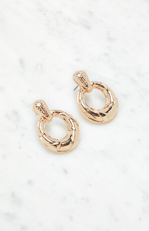 Textured Oval Drop Earrings image number 2