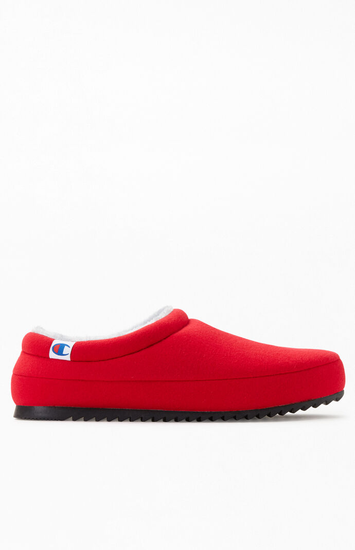 Red Shuffle Script Slippers