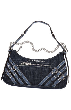 Triple Straps Dark Denim Shoulder Bag image number 8