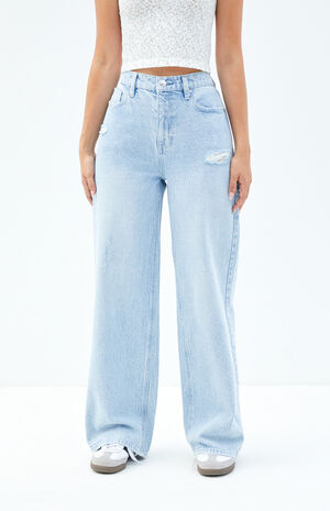 Cali Light Indigo Ripped Baggy Boyfriend Jeans image number 1
