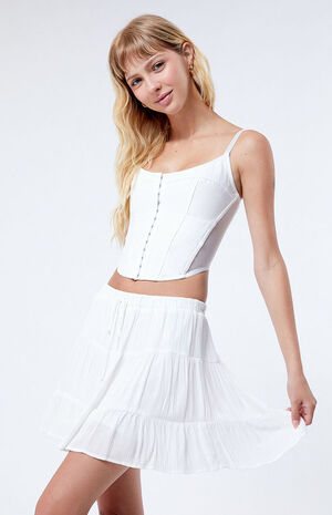White Tiered Mini Skirt image number 3