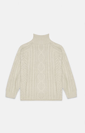 Wheat&nbsp;Cable Knit Turtleneck Sweater image number 1