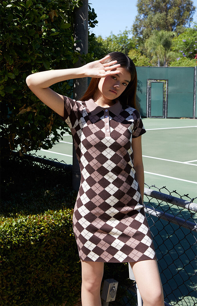 Kendall \u0026 Kylie Argyle Sweater Dress 