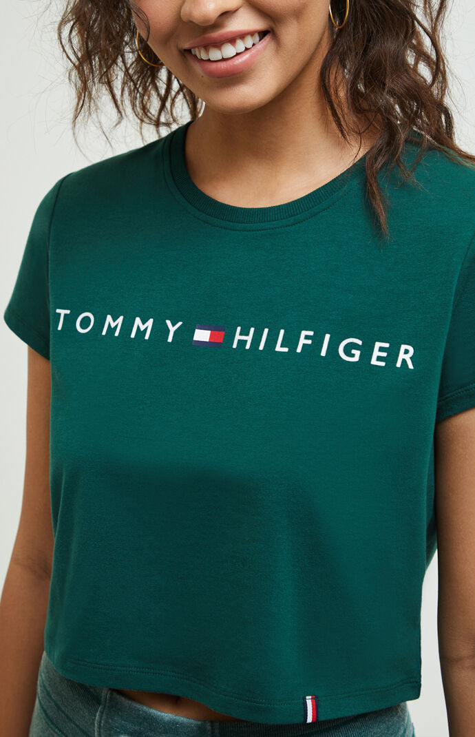 tommy hilfiger dark green shirt