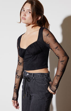 Bustier Lace Long Sleeve Top image number 2