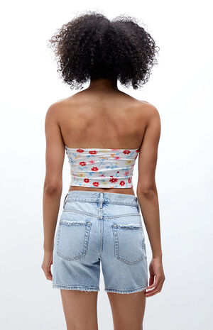 Eco Light Blue Baggy Boyfriend Denim Shorts image number 4