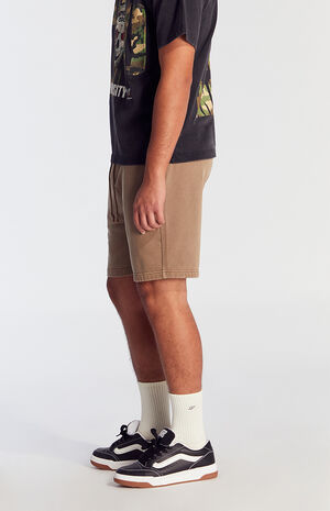 Brown Vintage Wash Fleece Volley Shorts image number 3