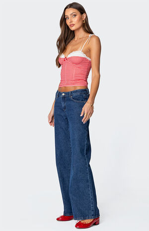 Peekaboo Lacey Gingham Corset image number 3