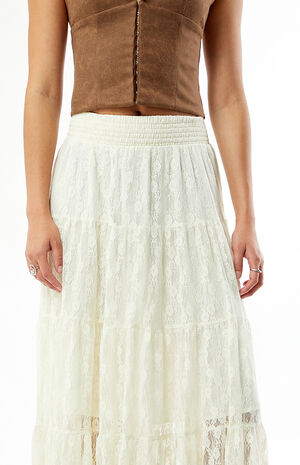 High-Low Lace Midi Skirt image number 3