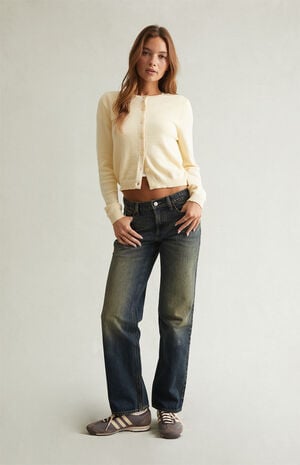 Jordyn Low Rise Straight Leg Jeans Tinted Dark Blue image number 1