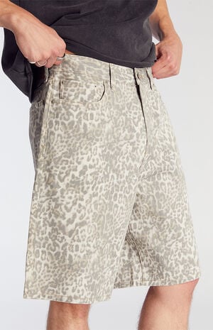 Light Leopard Baggy Denim Shorts image number 6