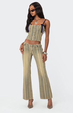 Eternity Pinstripe Flare Jeans image number 2