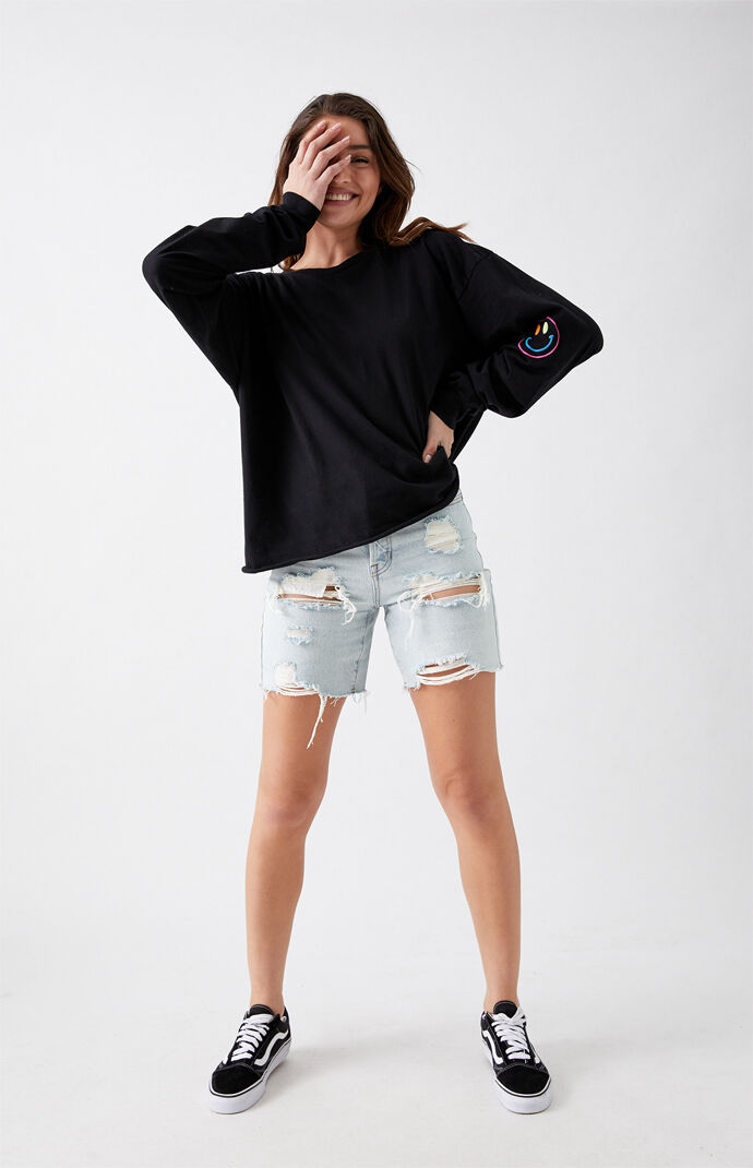 Smiley Long Sleeve Boyfriend T-Shirt