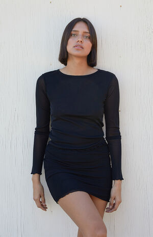 Black Mesh Mini Skirt image number 1