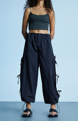 Black Tie Side Parachute Pants Black Tie Side Parachute Pants image number 2