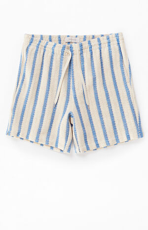 Blue Striped Crochet Volley Shorts image number 1