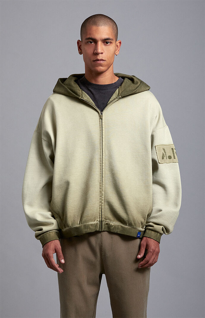 A.R.C. Green Vintage Wash Heavyweight Full Zip Hoodie
