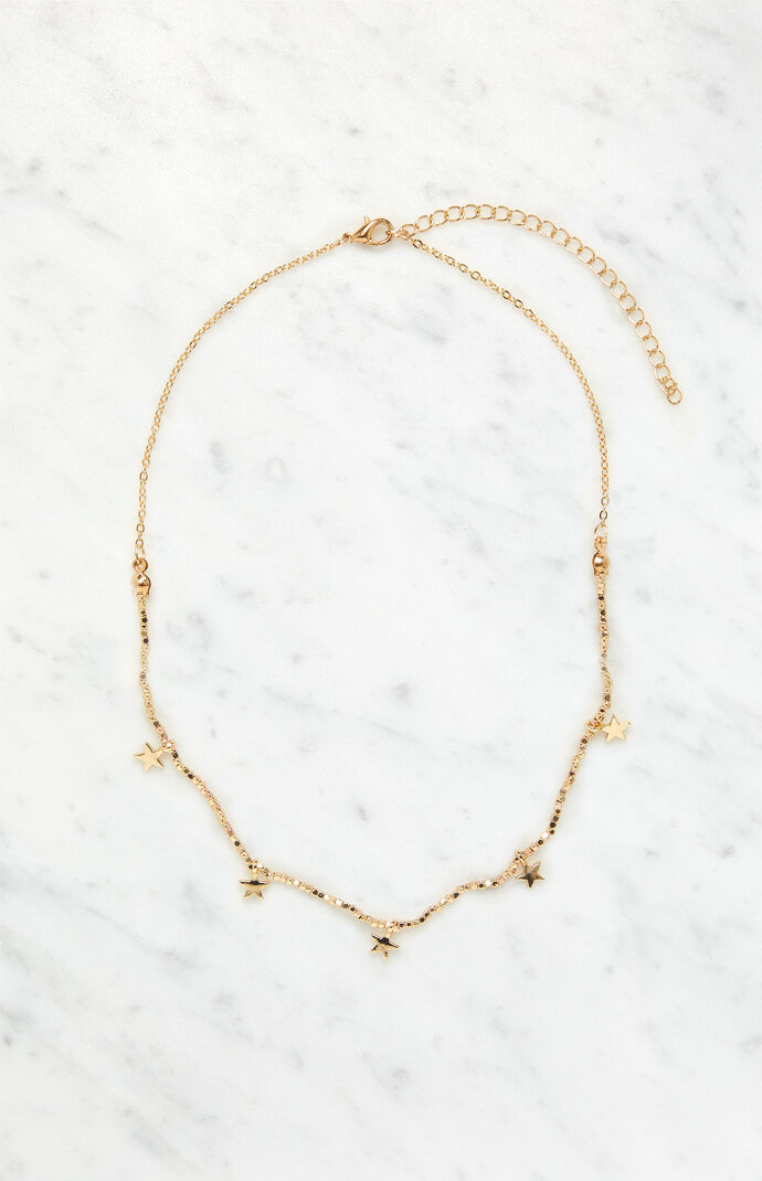 Gold Beaded Star Necklace