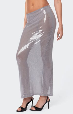 Riki Sheer Sequin Maxi Skirt image number 4