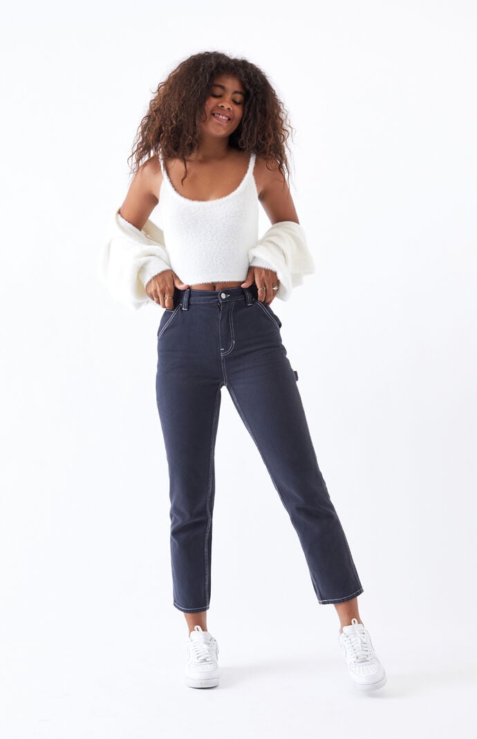 Black fuzzy sweater crop top sale