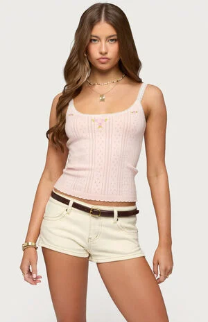 Rosaliee Pointelle Knit Tank Top image number 1