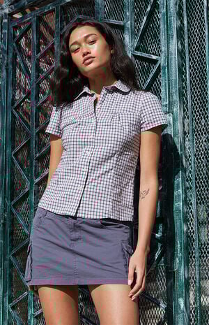 Blue Gingham Teagan Collared Top image number 1
