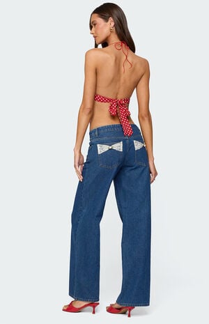 Polka Dot Backless Chiffon Top image number 2