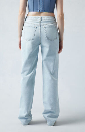 Eco Light Indigo Fold-Over Ripped '90s Boyfriend Jeans image number 4