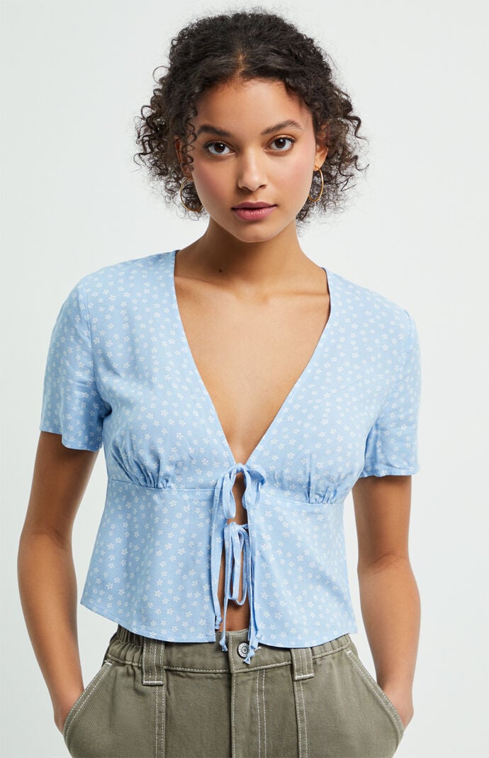 Double Tie Woven Top