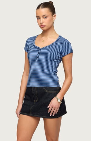 Kady Striped Henley T-Shirt image number 2