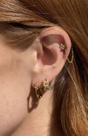 Anika Chain Huggie Hoop Earrings image number 3