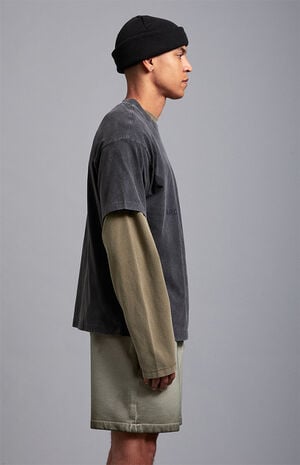 Black Vintage Wash Heavyweight Oversized T-Shirt image number 4
