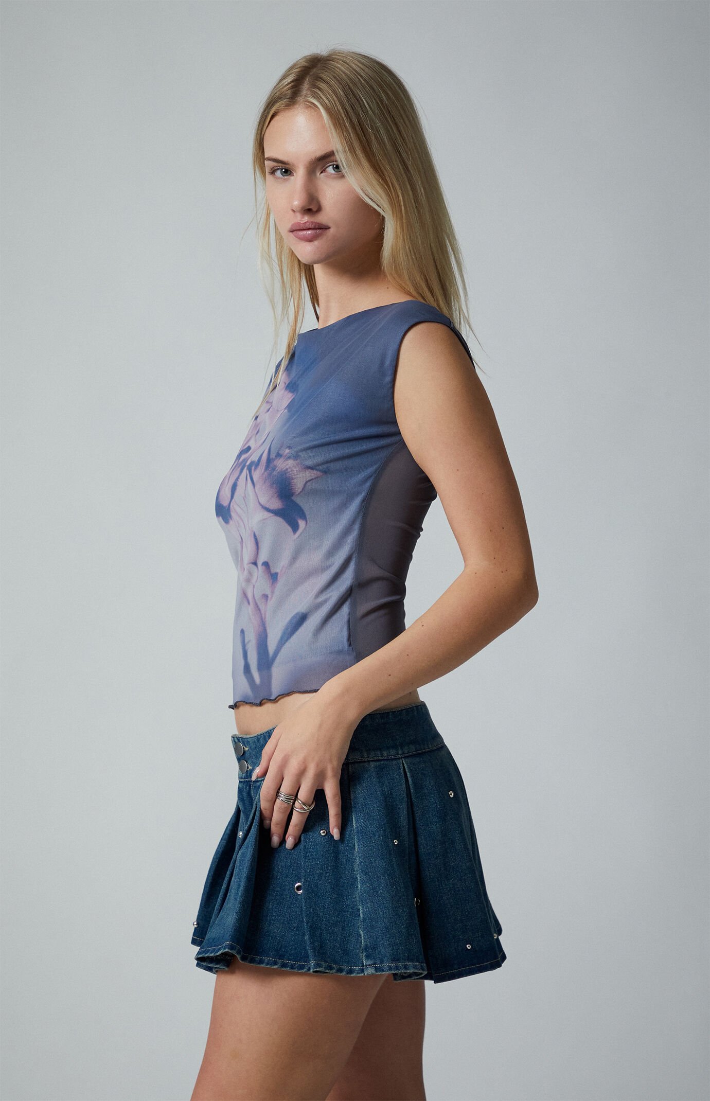 Third Charm Cora Mesh Print Tank Top