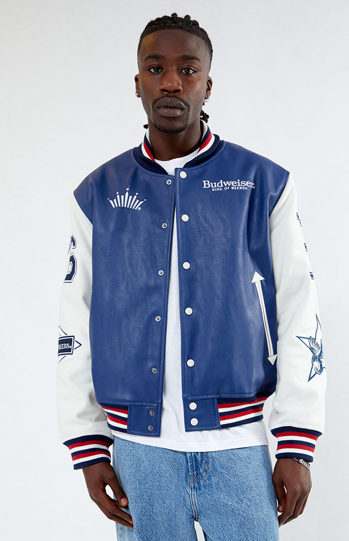Budweiser By PacSun Faux Leather Varsity Jacket | PacSun